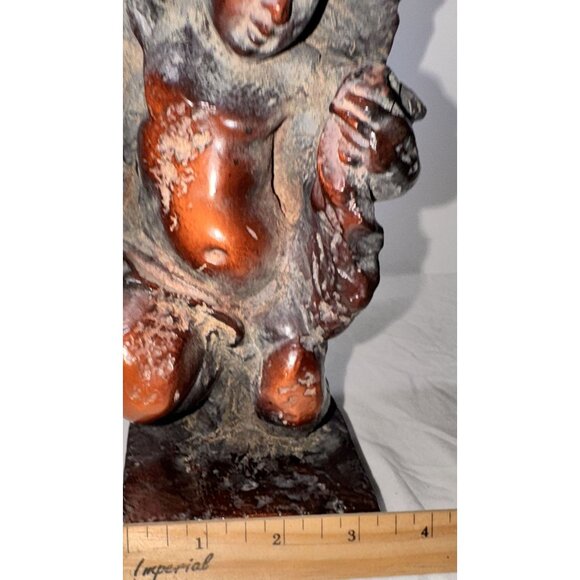 Antique Burl Wood Handcarved Cherub Sculpture - Picture 5 of 8